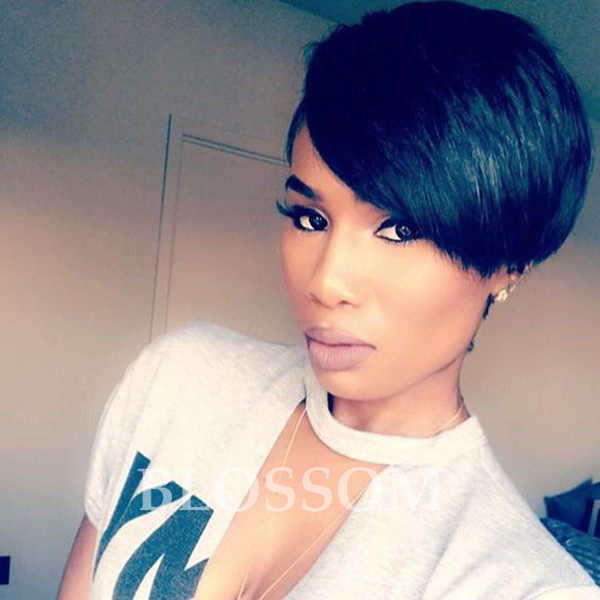 Fashion Bob Human Short Hair Wigs For Black Women Human Brazilian Hair None Lace Short Wigs With Bangs