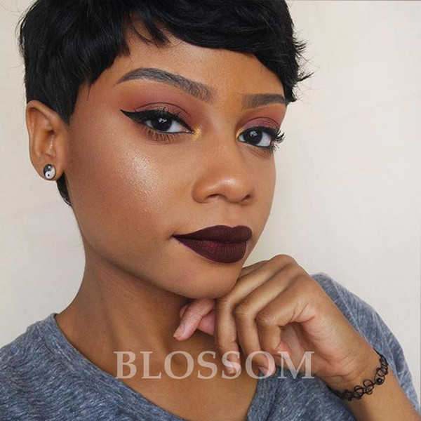 100% virgin Brazilian Full Lace Wig real Lace Front Human short hair Wig pixie cut Short wig With Baby Hair For Black Women