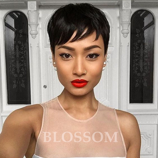 None Lace Front Human Cut Hair Wigs For Black Women Brazilian Natural Hair Lace Front Wigs Glueless Short Wigs With Baby Hair