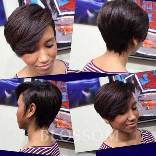 Short Human Cut Hair Wigs For Black Women Human Straight Hair Peruvian Virgin Full Lace Front Human Natural Hair Wigs