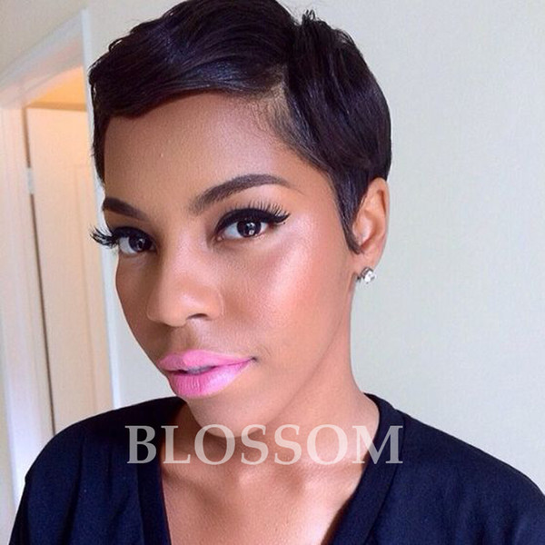 Short Full Lace Human Cut Hair Wigs With Bangs Virgin vietnamese Glueless Human Short Hair Lace Front Wig For Black Women