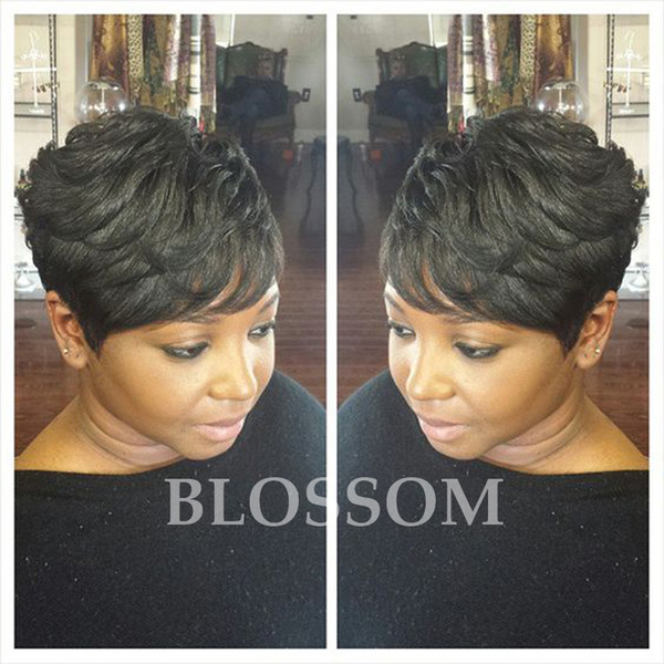 Very Short Human Pixie Cut Wigs With Baby Hair Brazilian Black Hair Wigs For Black Women Glueless Full Lace Pixie Hair Wigs