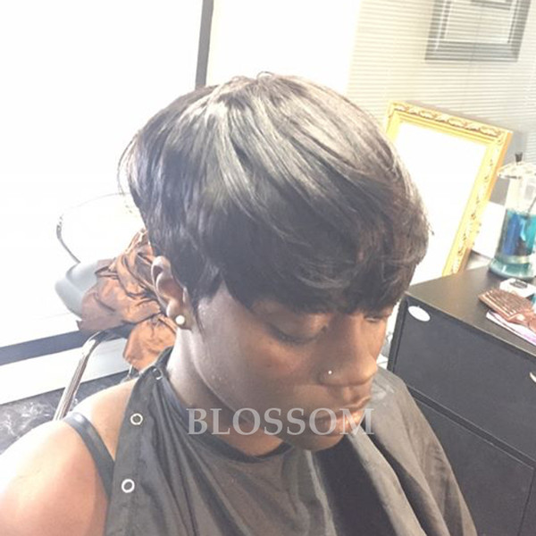 New Brazilian Short Cut Virgin Human Natural Hair Wigs Straight Short hair wigs for Black Women African American wigs