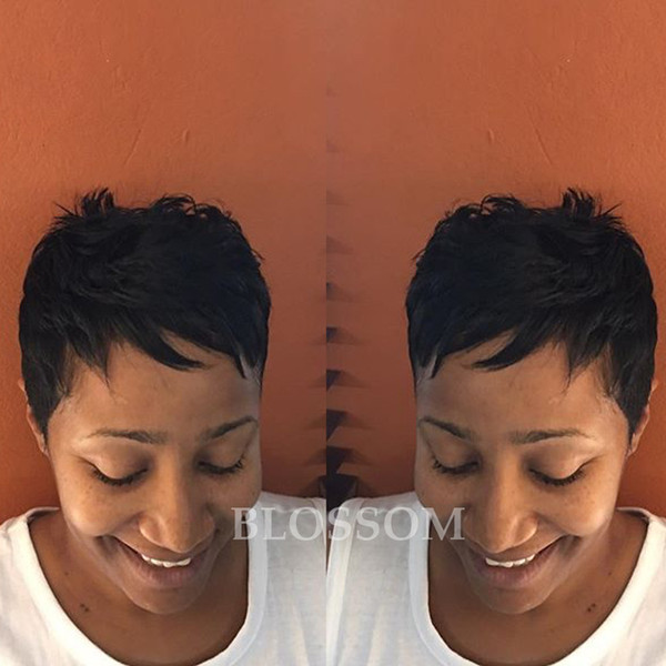 Black Short Human Natural Hair Full Lace Wig Brazilian Hair Short Wig African American Women Short Wig For Black Women