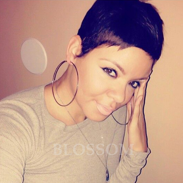 New brazilian hair short natural wigs glueless full lace front human hair short bob wigs for black women Best Pixie Cut wigs