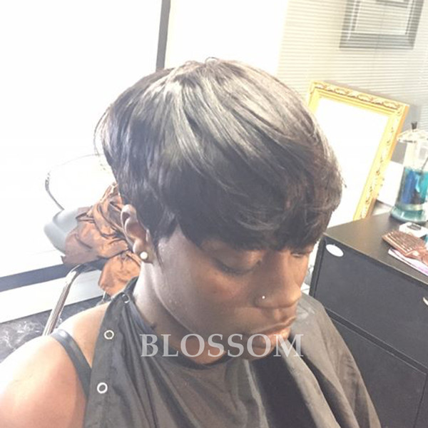 Best Straight short Full Lace Human Cut Hair Wigs For Black Women Peruvian Virgin Full Lace Wigs Glueless Human Short Hair Wigs