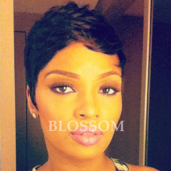 New Human Black Hair Bob Wig With Bangs Straight Bob Wig For Black Women African American Celebrity Glueless Full Wigs