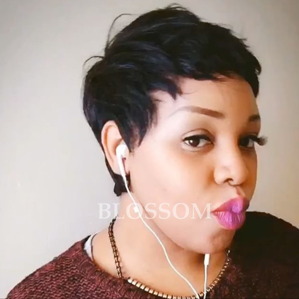 Malaysla hair Glueless None Lace Wig Short Human Cuts Hair Wig Full Bob hair Wig For Black Women