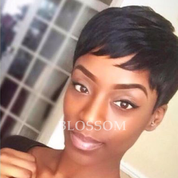 Bob Short Human wigs Hair For Black Women Short Cut Bob Wig Full Wigs Virgin Brazilian Hair None Lace Short Wig