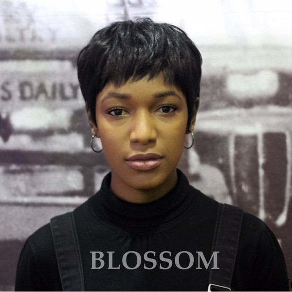 Straight Human Best Hair Wigs For Black Women Short Pixie Brazilian Cut Hair Wigs Glueless Full Wigs With Baby Hair
