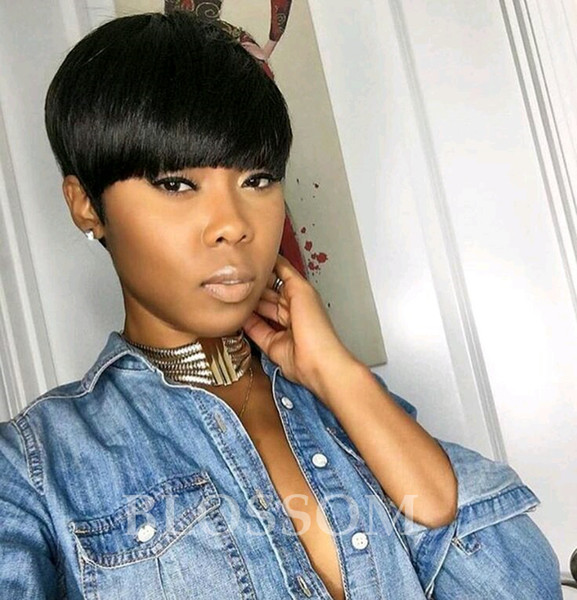 Celebrity Pixie Cut Short Brazilian Hair Full Lace Wig Human Virgin Lace Front Wig None Lace Guleless Wig For Black Women