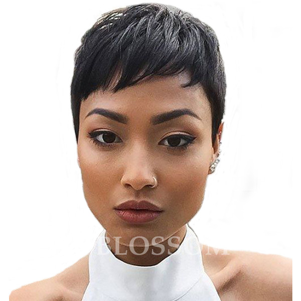 Peruvian Virgin Human Wigs Hair Straight None Lace Human Short Hair Wigs For Black Women Fashion Pixie Cut Human Wigs Hair