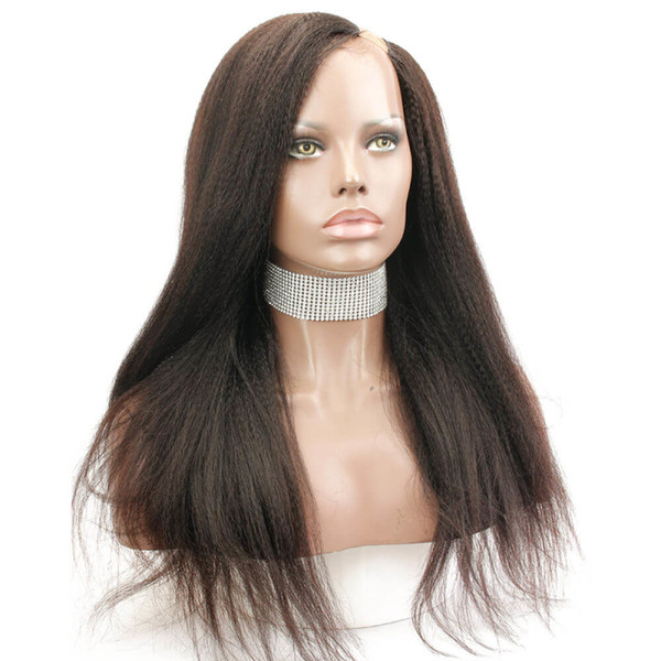 Human Hair u Part Wig Kinky Straight With Lace Side Openning Glueless Brazilian Remy Human Hair Upart Wigs For Black Women