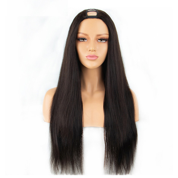 U Part Brazilian Wigs Human Hair Middle Part Virgin Remy U-Part Glueless Natural Straight Upart Wig For Black Women