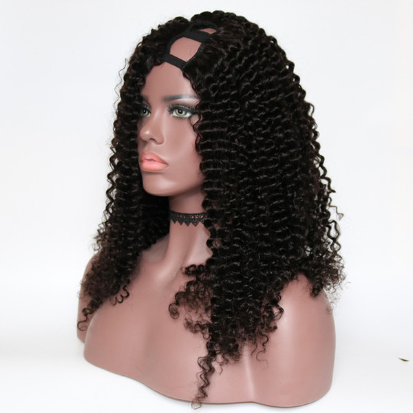 Human Hair Mongolian Kinky Curly u Part Wig For Black Women Pre Plucked Glueless Virgin Upart Kinky Curly Wigs With Baby Hair