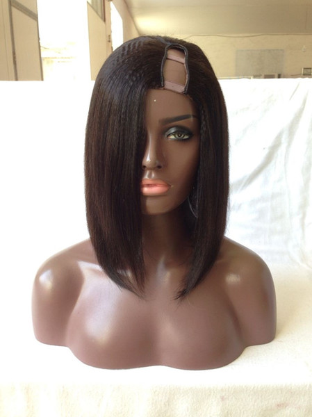 New Style Yaki Straight 8-24inch Human Hair U Part Wig Peruvian Virgin Hair Middle/left/Right U Part Lace Wigs For Black Women