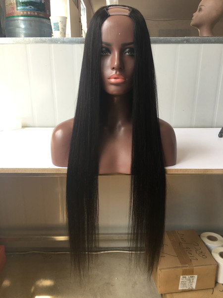 1x3/2x4/4x4 8-24inch Silk Straight Human Hair U Part Wig Brazilian Virgin Hair Middle/left/Right U Part Lace Wigs For Black Women