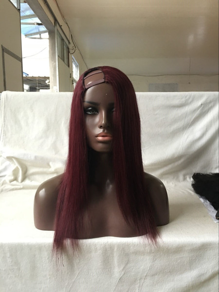 Wonderful 99J color Human Hair U Part Wig Brazilian Virgin Hair Left/Right/Middle U Part Lace Wigs For Black Women with baby hair