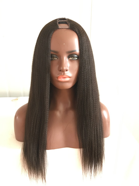 Italy Yaki 8-24inch Human Hair U Part Wig 1#/1b/2#/4#/natural color/ Brazilian Virgin Hair U Part Lace Wigs For Black Women with baby hair