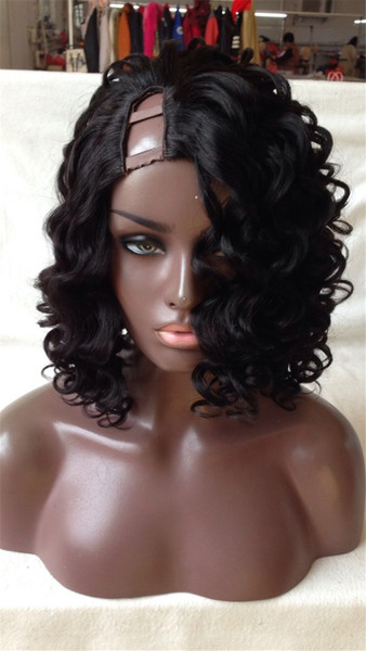 100% Unprocessed Malaysian Curly U Part Wig Glueless Virgin Human Hair 150 Density Short Curly Upart Wigs For Black Women