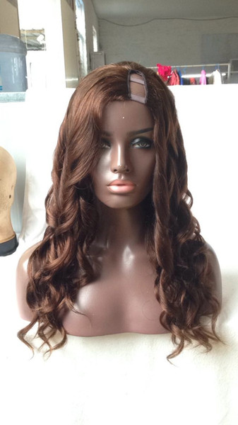 Wonderful 8-24inch Human Hair U Part Wig 1#/1b/2#/4#/natural color/ Brazilian Virgin Hair U Part Lace Wigs For Black Women with baby hair