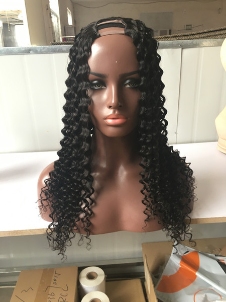 Mongolian Hair 1x3/2x4/4x4 8-24inch Deep Wave Human Hair U Part Wig Brazilian Virgin Hair Middle/left/Right U Part Lace Wigs For Black Women