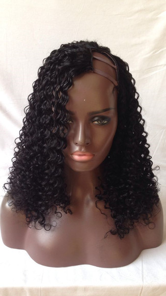 8-24inch Kinky Curly U Part Lace Wigs Human Hair Mongolian Virgin Hair U Part Human Hair Wigs For Black Women 130% Density 8-24 inch