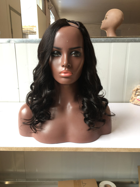 Human Hair U Part Wig 1#/1b/2#/4#/natural color Brazilian Virgin Hair Left/Right/Middle U Part Lace Wigs For Black Women with baby hair