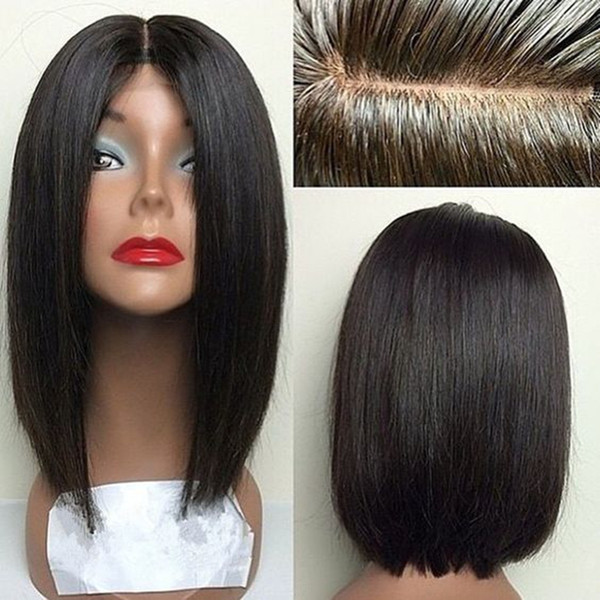 MHAZEL natural hair color brazilian virgin hair short bob straight full lace wig&lace front wig fast