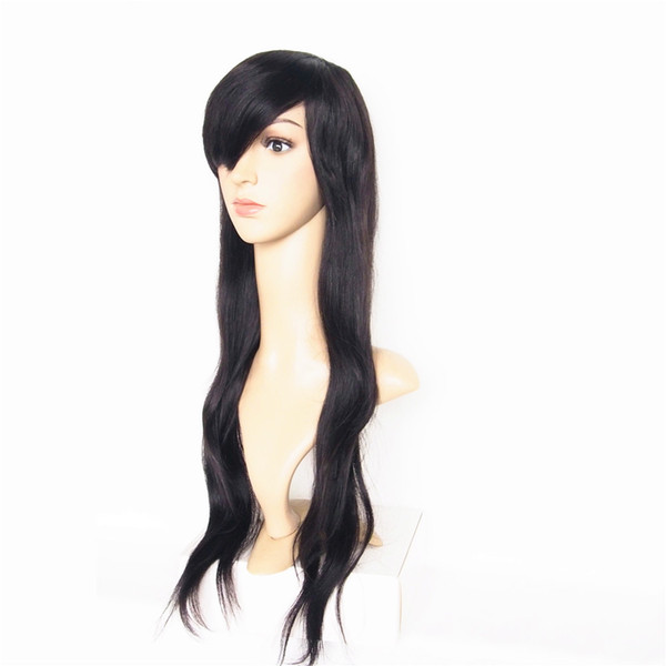 Brazilian Human Hair Machine Made Black Wig Long Straight Hair Wigs 30inch Long Straight Non Lace Wig With Bangs