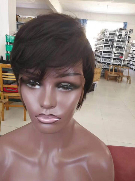 Top Quality Short Pixie Brazilian Straight Human Hair Wigs Brazilian Glueless Lace Front Cut Human Hair Wigs For Black Women