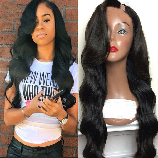 Peruvian Body Wave U Part Human Hair Wigs Middle Left Right U Part Virgin Hair Wigs For Black Women Natural Color 8-26 inch