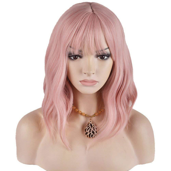 Europe and the United States hot sales of women's hair set short hair air bangs pink head set manufacturers wholesale