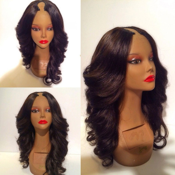 U Part Brazilian Wavy Wigs Unprocessed Virgin U Part Human Hair Wigs Natural Color #1 #1b #2 #4 Black Brown Color 8-24 inch