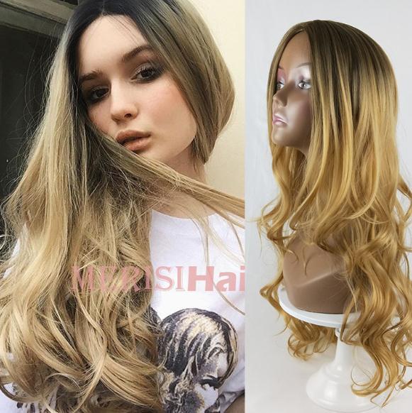 New European and American Gradient Wig Hair Female Long Curly Hair with Gradient LiuHair and High Temperature Silk and Chemical Fiber Wig