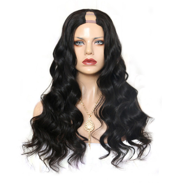 Human Hair U Part Wigs Body Wave Virgin Indian Unprocessed Remy Human Hair Upart Wig Wavy Middle Part For Black Women