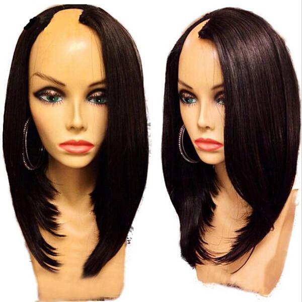 8A Unprocessed Hair U Part Wig 1*3 Right Opening Human Hair Wigs Silky Straight Brazilian Wig For Black Women