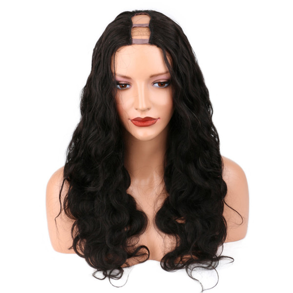 Top quality 130% density Brazilian human hair yaki straight U part hair wig for black women 2*4 