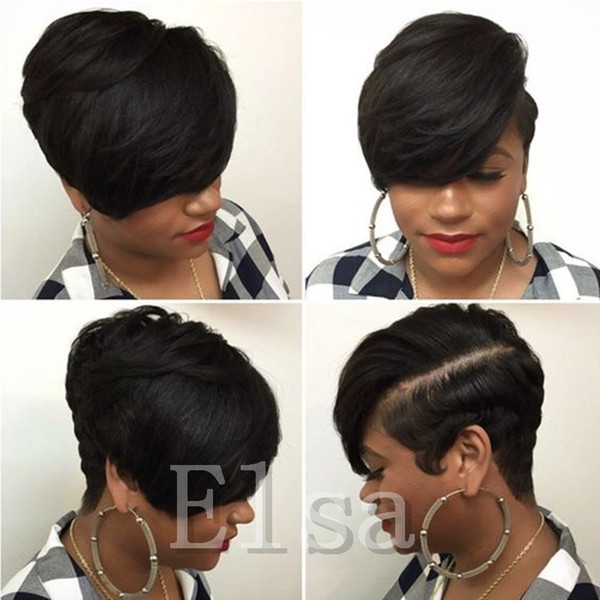 Short cut none lace human bob wigs best human brazilian cheap wig with baby hair glueless wigs with bangs for black women