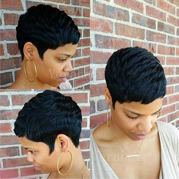 Human Short Bob Cuts Full Hair Lace Wig For Black Women Short Hair Glueless Wig With Bangs Cheap Pixie Cut African American Wigs