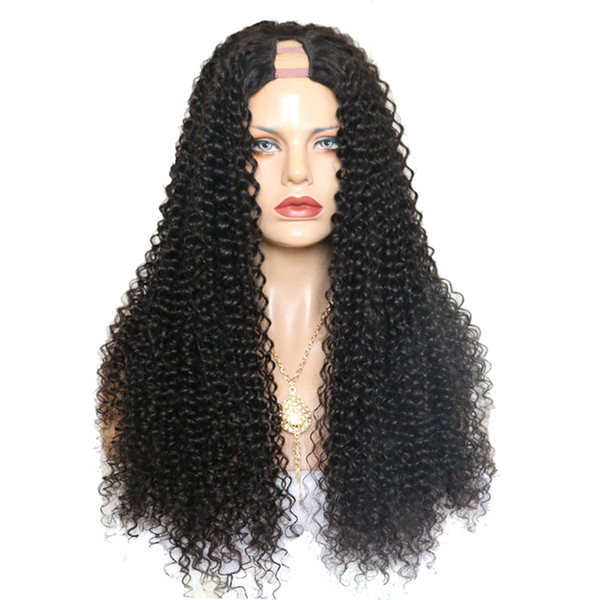 Kinky Curly U Part Wig 2*4 Middle & Side Part 180% Human Hair Wigs For Women Brazilian Remy Hair Wig