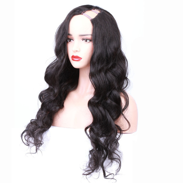 Hotsale!Fashion body wavy high density 130%-150% brazilian virgin human hair u part wigs with combs 