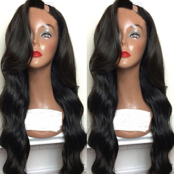 Human Hair U Part Wig Body Wave Unprocessed Indian Virgin Hair U Part Lace Wigs For Black Women