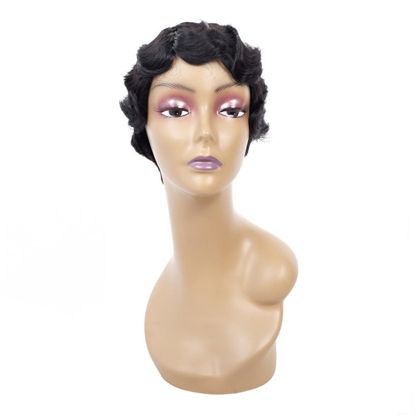 #613 Colors Synthetic Wigs Finger Waves Wig Synthetic Hair Heat Resistant Short Wigs for African American Women Cosplay Wigs
