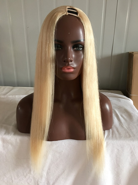 613 Blonde U Part Human Hair Wigs For White Black Women Straight Peruvian Virgin Hair Glueless Lace Wigs 8-24 inch