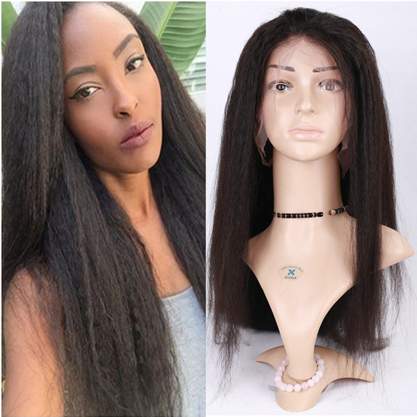 360 Lace Wig 130% Density Full Lace Human Hair Wigs Kinky straight 360 Lace Frontal Wig Frontal Coarse Yaki Human Hair Wigs