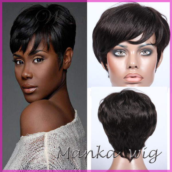 human hair wigs unprocessed 7A top grade front full lace human hair wigs machine made glueless Rihanna Chic Cut Short Wigs for black women