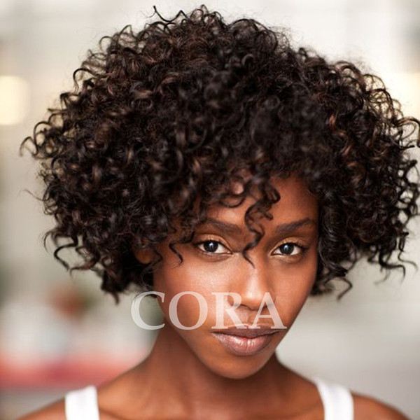 Top quality lace wigs Celeb Afro kinky curl Glueless Cap 8 inch natural Indian Remy human hair regular affordable machine made Short wig