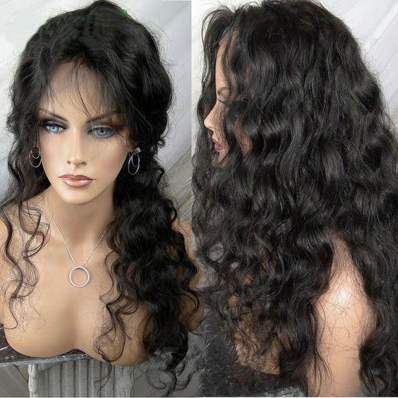 MHAZEL Virgin Hair Deep Wave Curly Lace Front Human Hair Wigs Baby Hair 1b# Black Color Brazilian