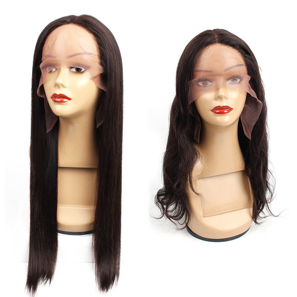 Cheap T-type Lace Front Human Hair Wigs Brazilian Virgin Hair Natural Color Long Straight 14-28 Inch 130% Density 100% Human Hair Wigs
